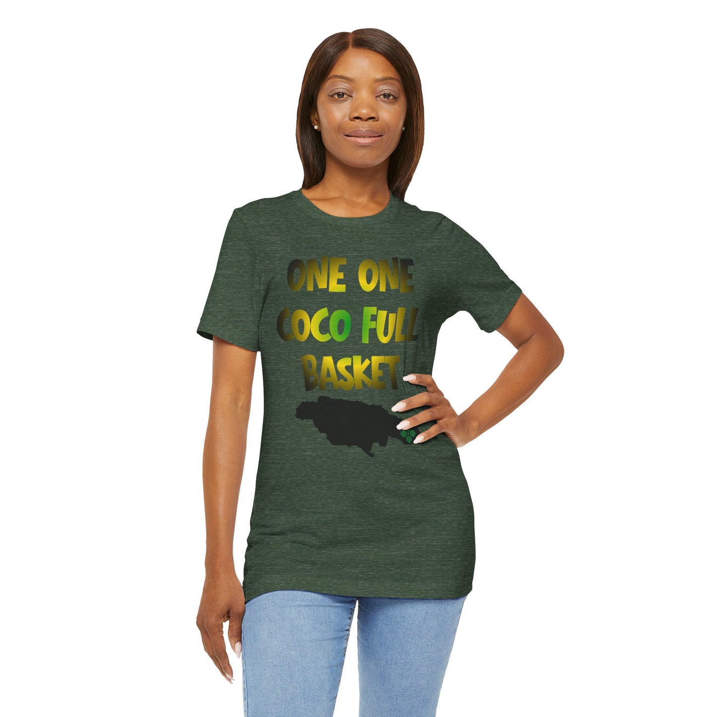 One One Coco Full Basket T-Shirt — Jamaica Map Reggae Island Tee