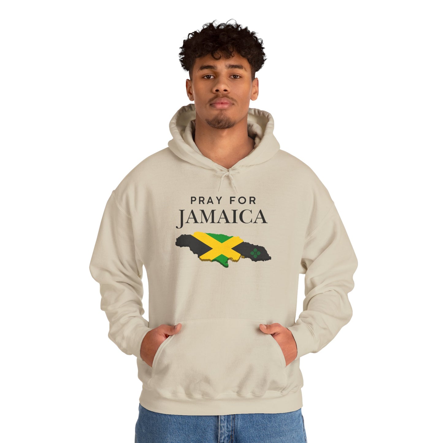 Pray for Jamaica Hoodie - Jamaica Map with Flag Design