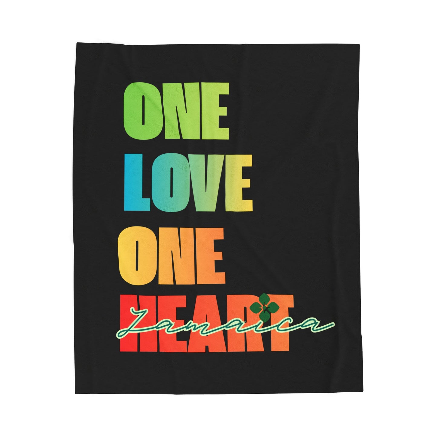 Plush Blanket — "One Love One Heart" Jamaica Colorblock Throw