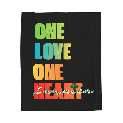 Plush Blanket — "One Love One Heart" Jamaica Colorblock Throw