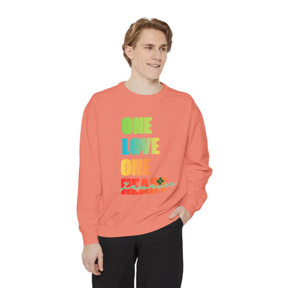 ONE LOVE ONE HEART JAMAICA Sweatshirt – Livitee Yardwear | Unisex Caribbean Pride Crewneck