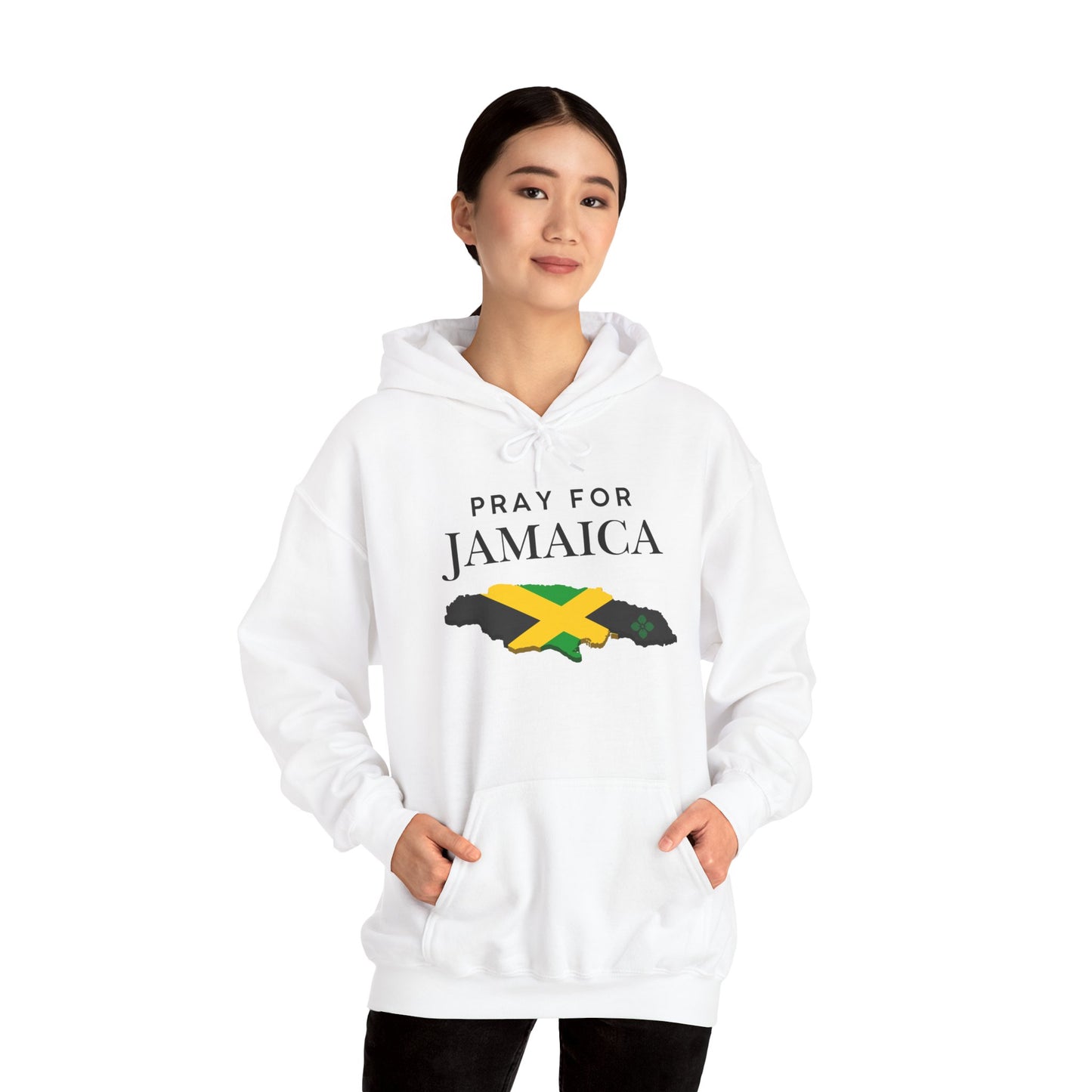 Pray for Jamaica Hoodie - Jamaica Map with Flag Design