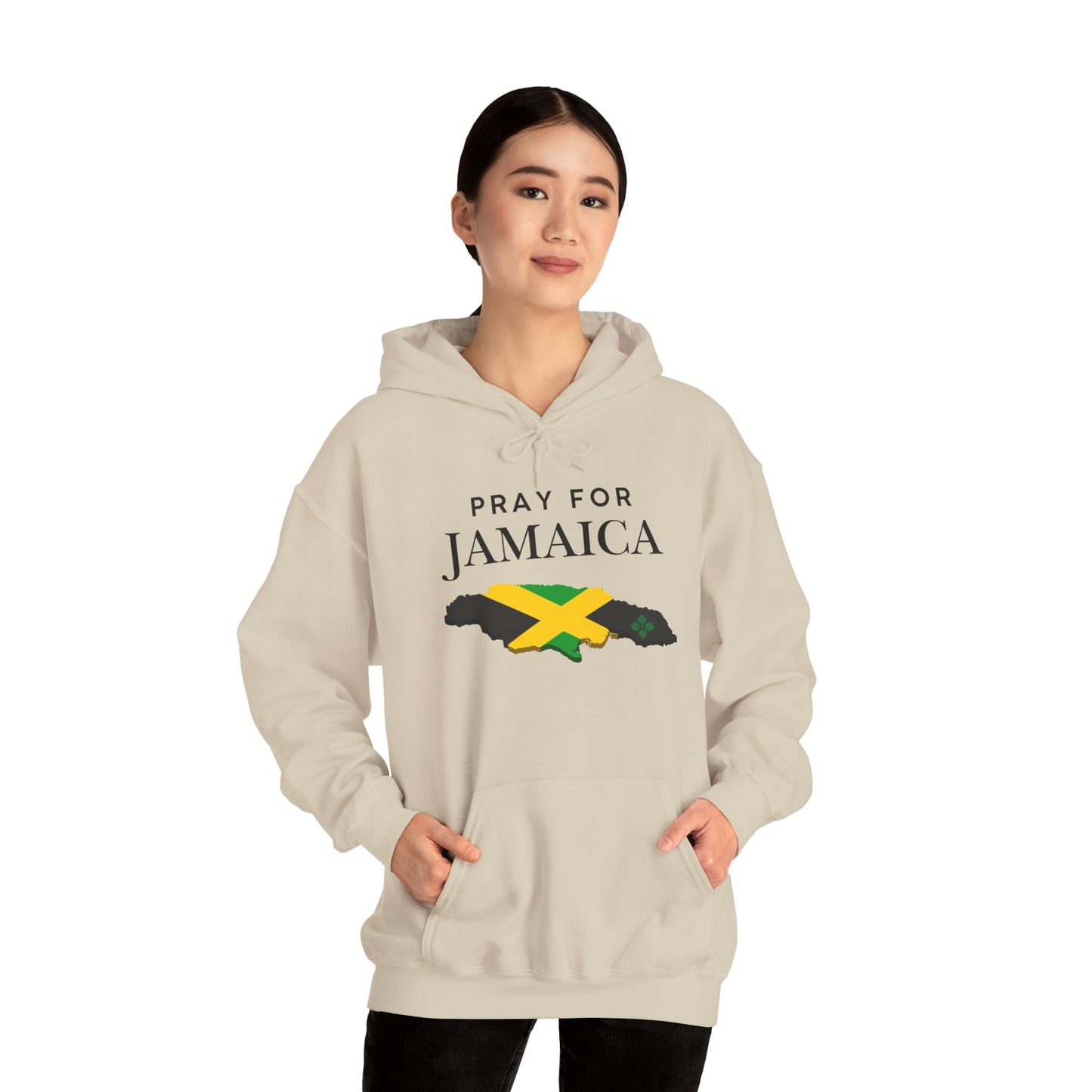 Pray for Jamaica Hoodie - Jamaica Map with Flag Design