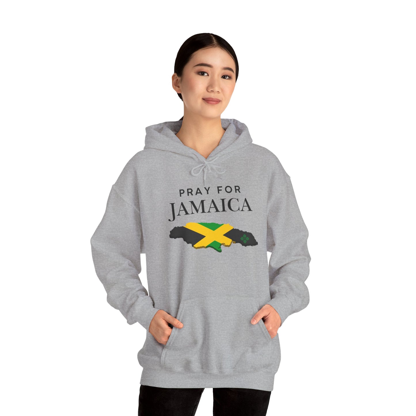 Pray for Jamaica Hoodie - Jamaica Map with Flag Design