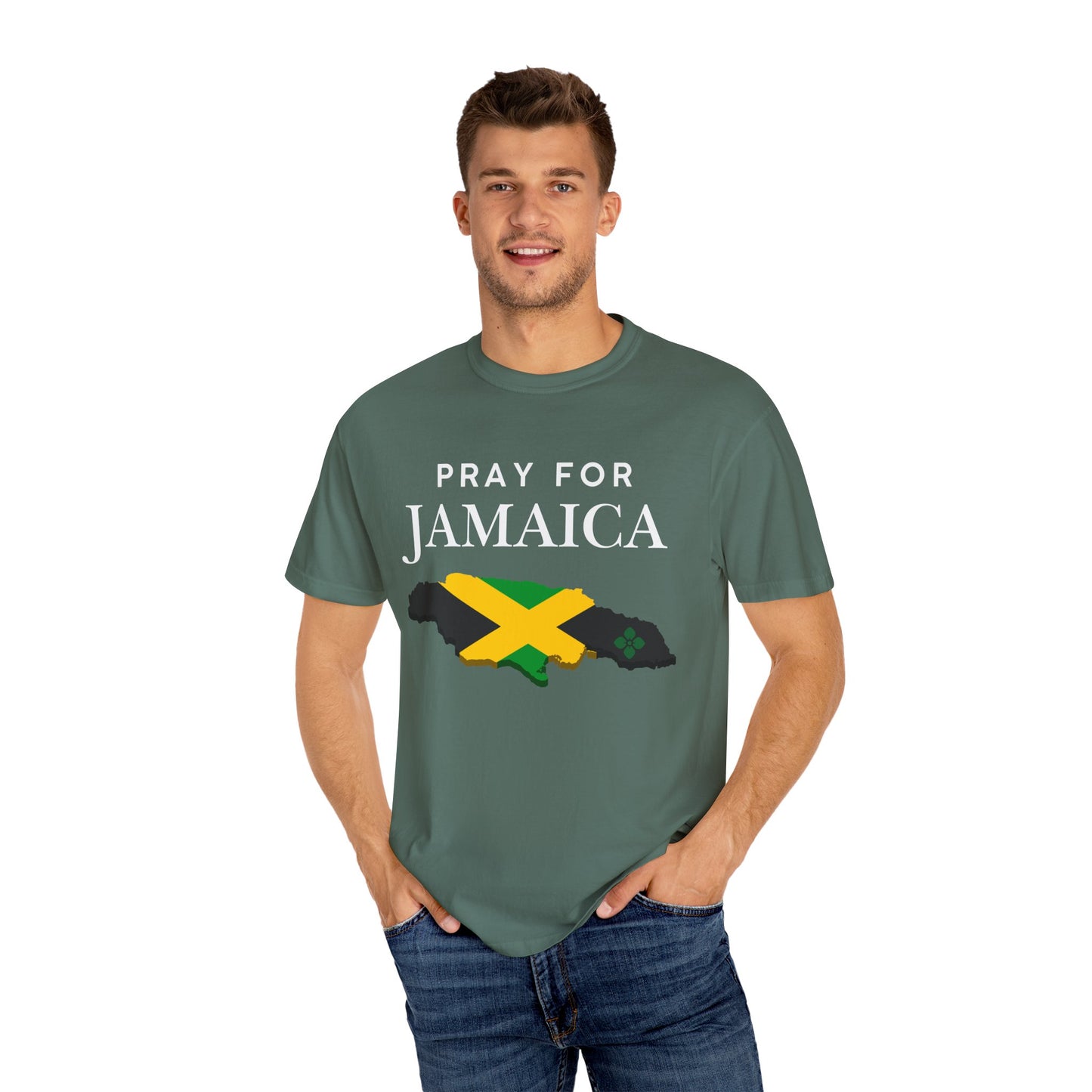 Pray for Jamaica T-Shirt - Jamaica Map & Flag Support Tee