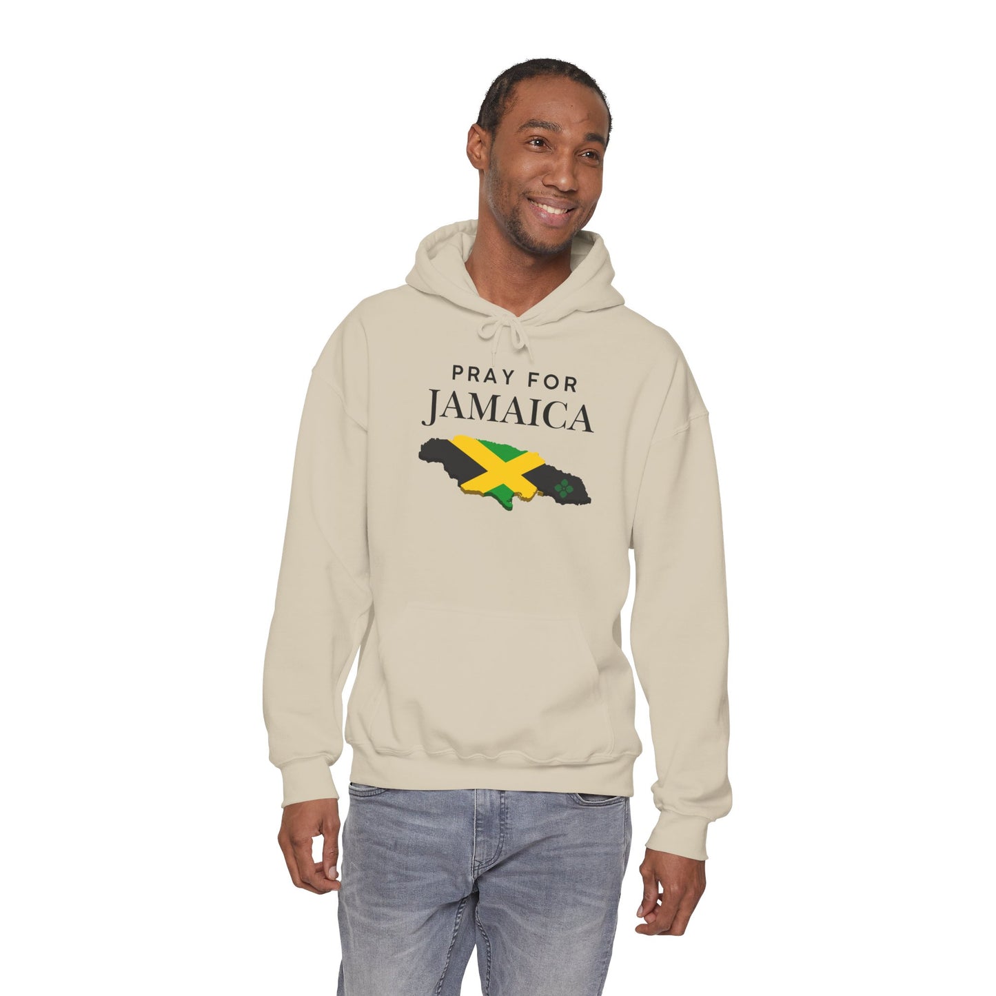 Pray for Jamaica Hoodie - Jamaica Map with Flag Design
