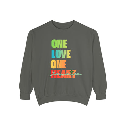 ONE LOVE ONE HEART JAMAICA Sweatshirt – Livitee Yardwear | Unisex Caribbean Pride Crewneck