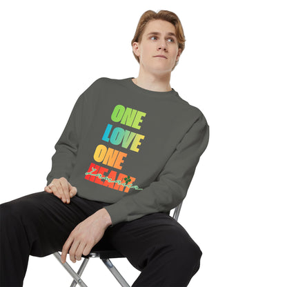 ONE LOVE ONE HEART JAMAICA Sweatshirt – Livitee Yardwear | Unisex Caribbean Pride Crewneck