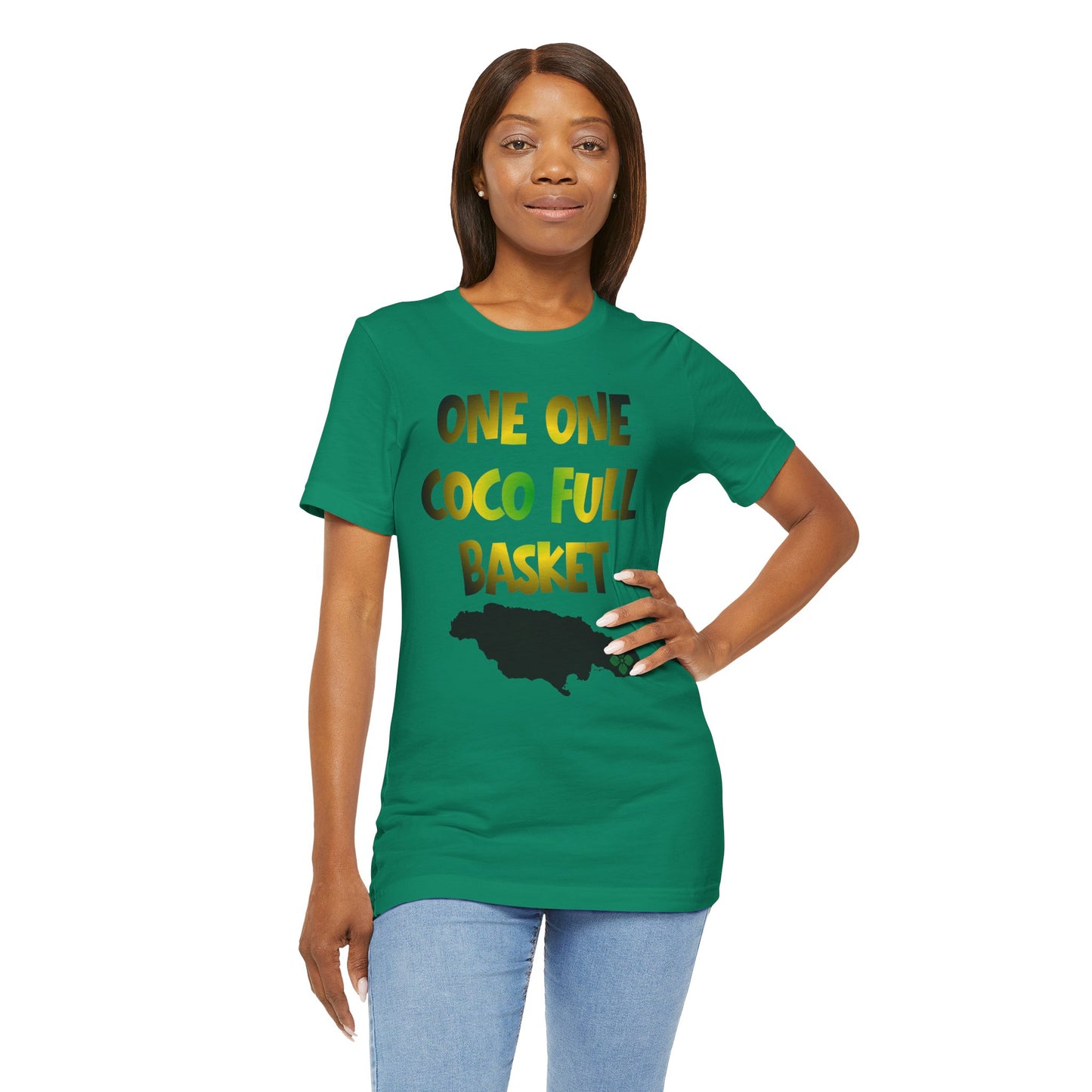 One One Coco Full Basket T-Shirt — Jamaica Map Reggae Island Tee