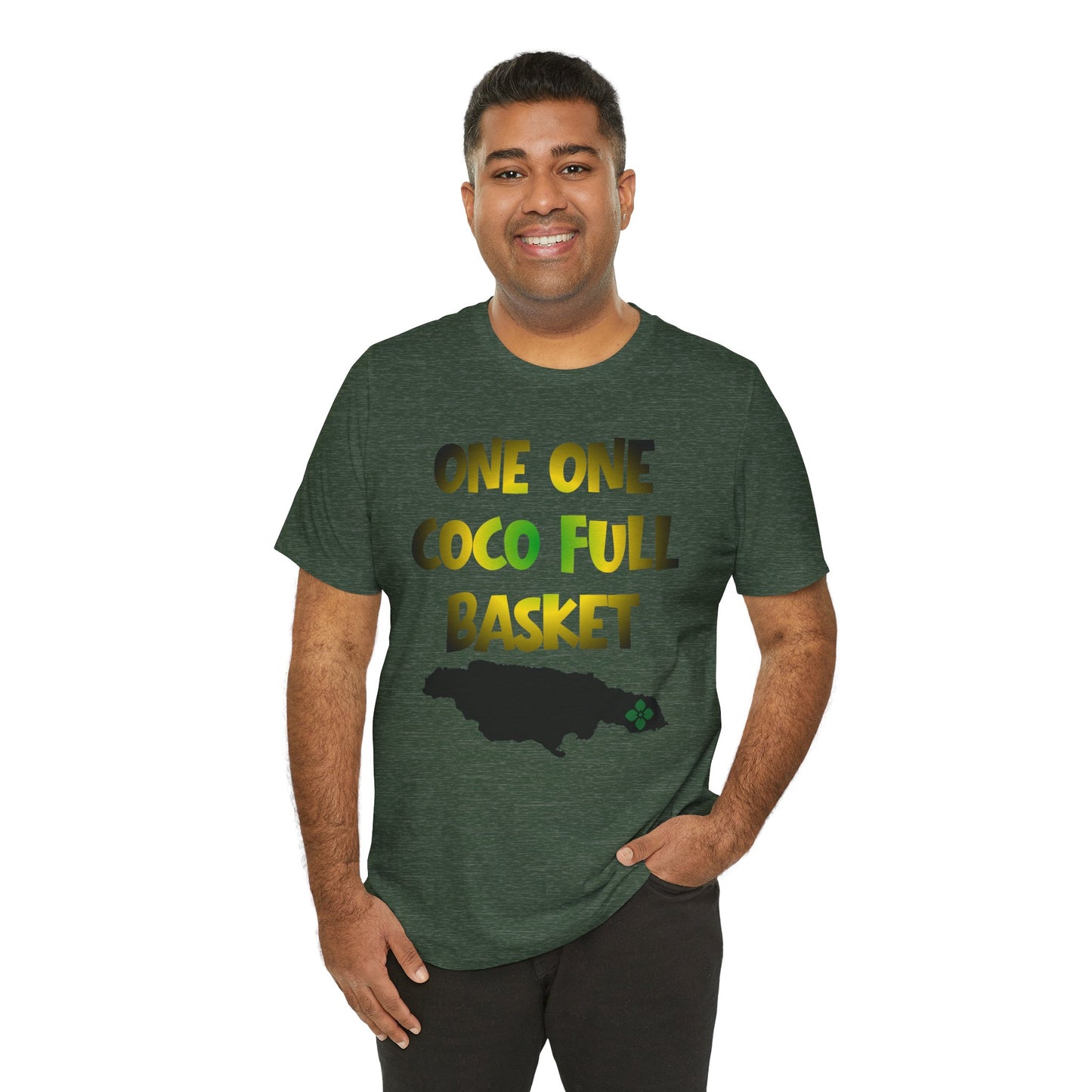 One One Coco Full Basket T-Shirt — Jamaica Map Reggae Island Tee