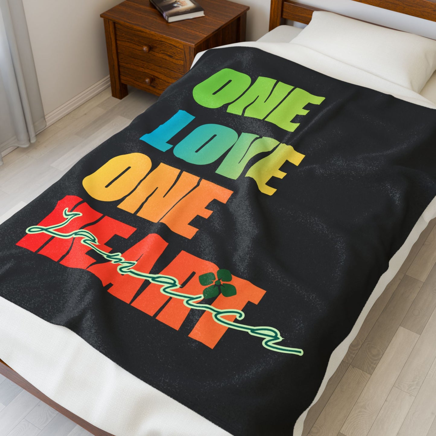 Plush Blanket — "One Love One Heart" Jamaica Colorblock Throw