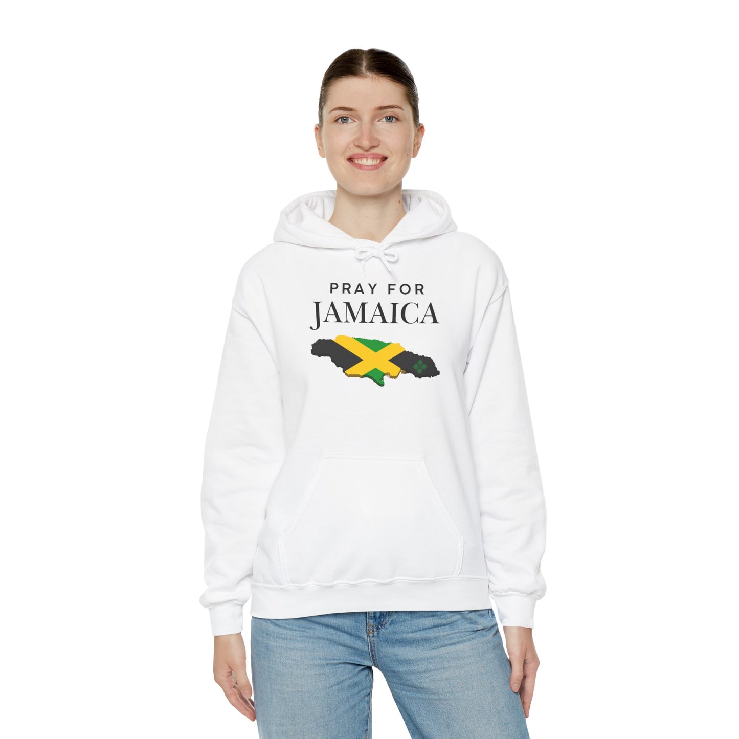 Pray for Jamaica Hoodie - Jamaica Map with Flag Design