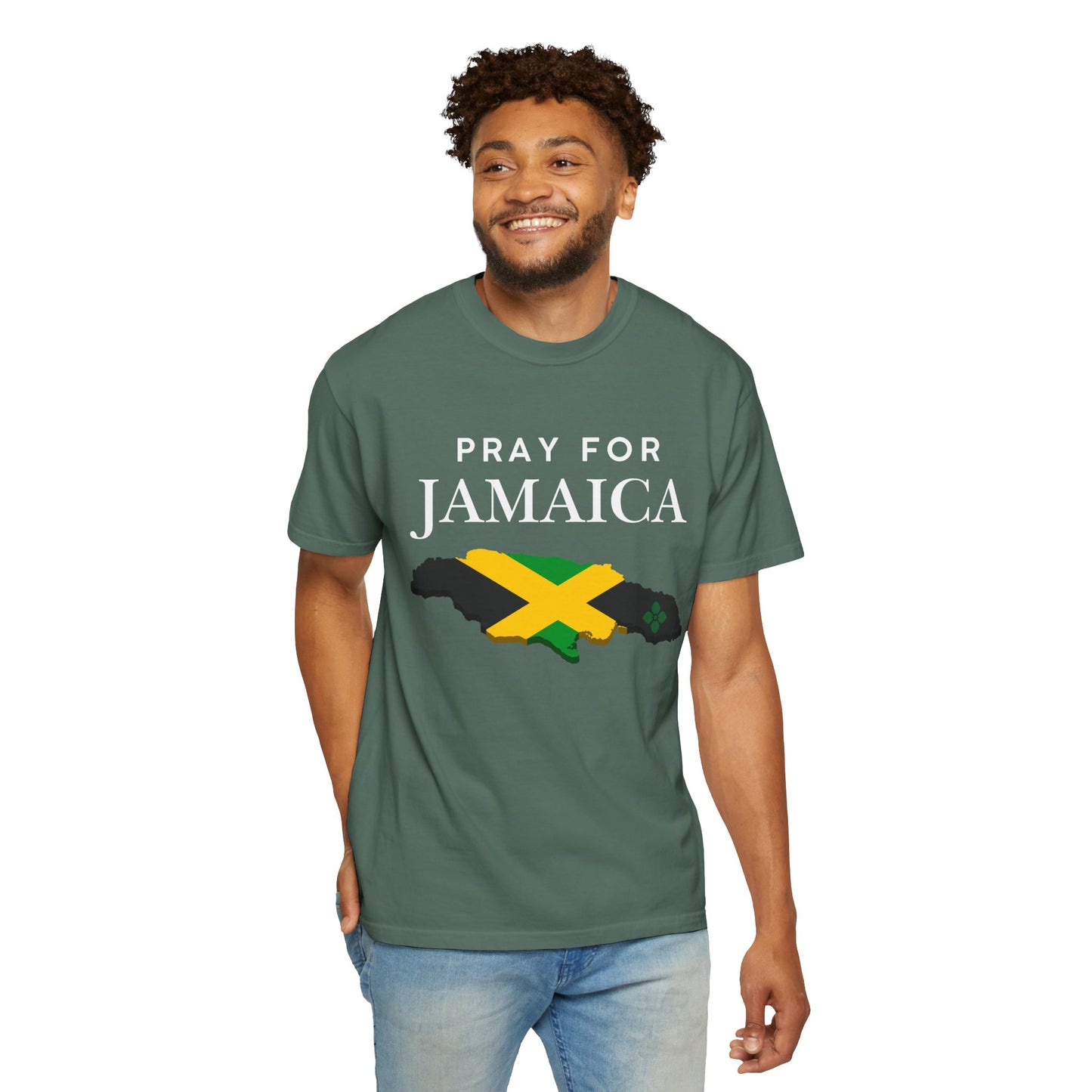 Pray for Jamaica T-Shirt - Jamaica Map & Flag Support Tee