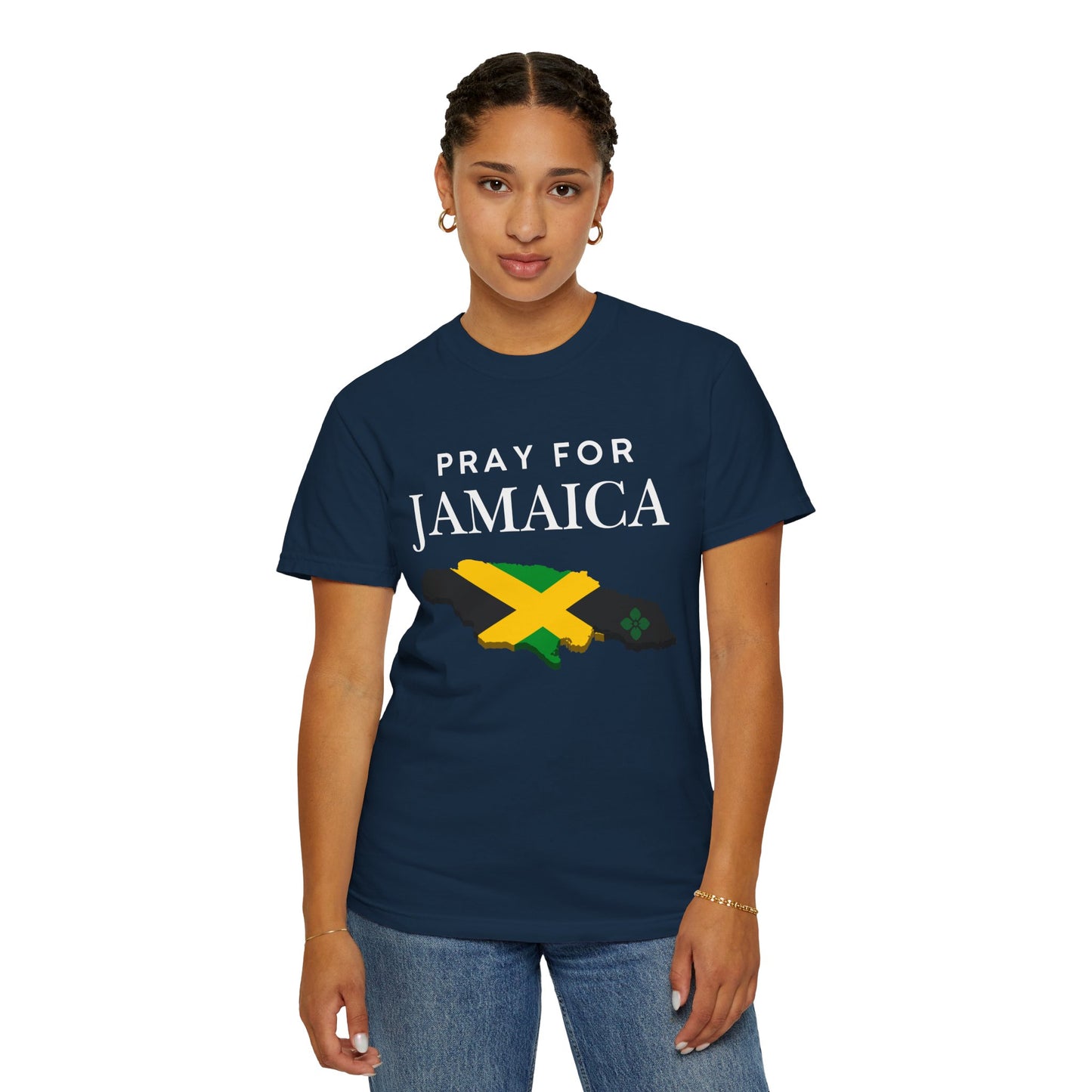 Pray for Jamaica T-Shirt - Jamaica Map & Flag Support Tee