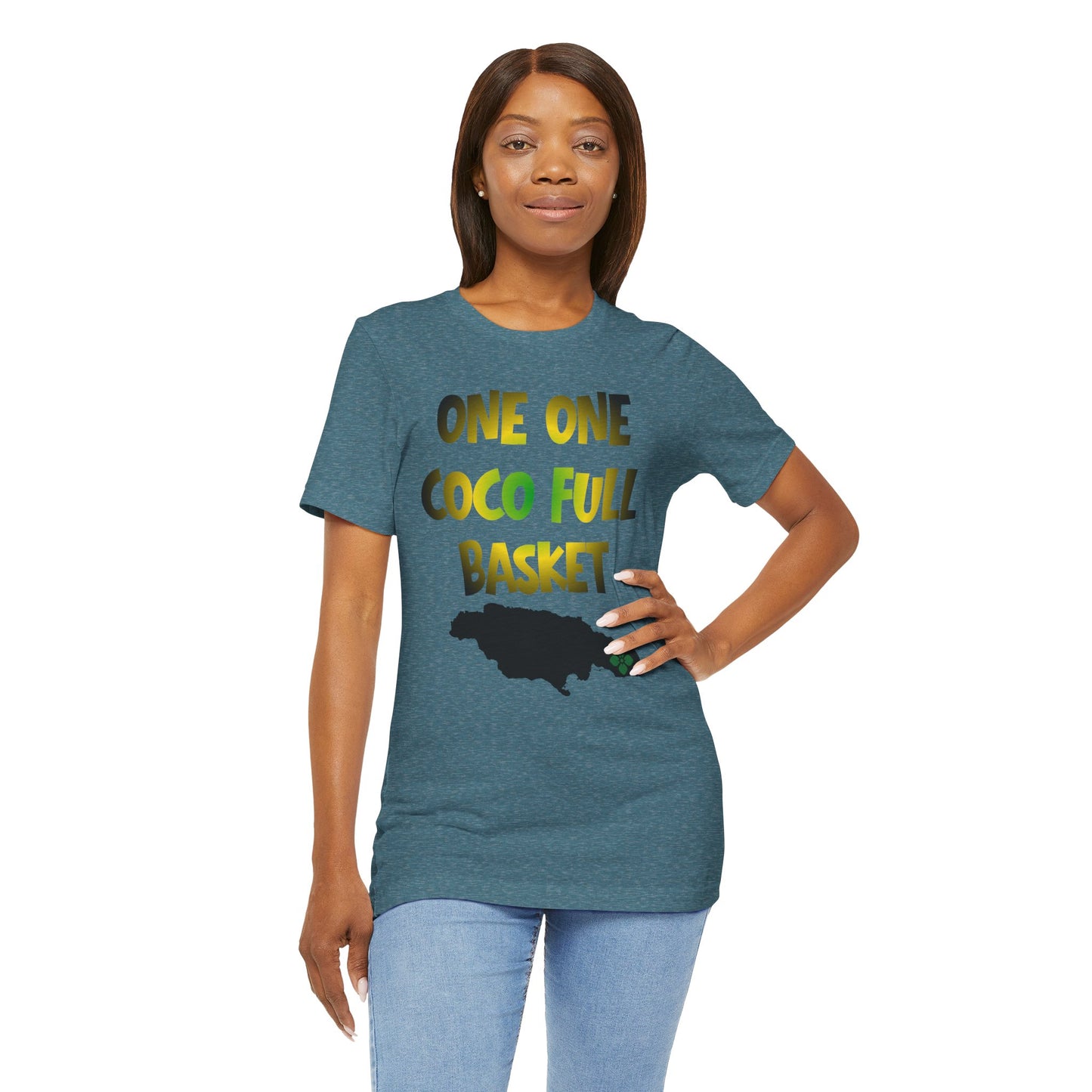 One One Coco Full Basket T-Shirt — Jamaica Map Reggae Island Tee