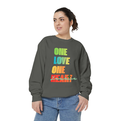 ONE LOVE ONE HEART JAMAICA Sweatshirt – Livitee Yardwear | Unisex Caribbean Pride Crewneck