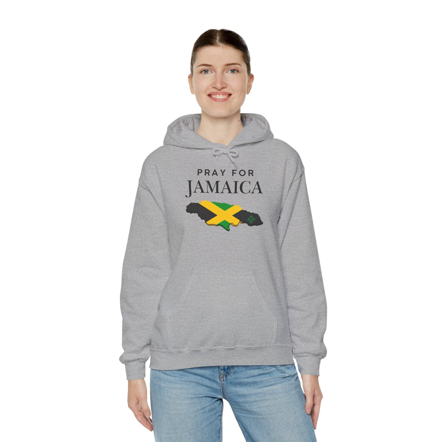 Pray for Jamaica Hoodie - Jamaica Map with Flag Design