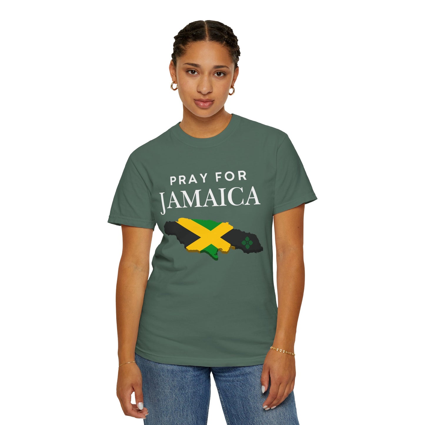 Pray for Jamaica T-Shirt - Jamaica Map & Flag Support Tee
