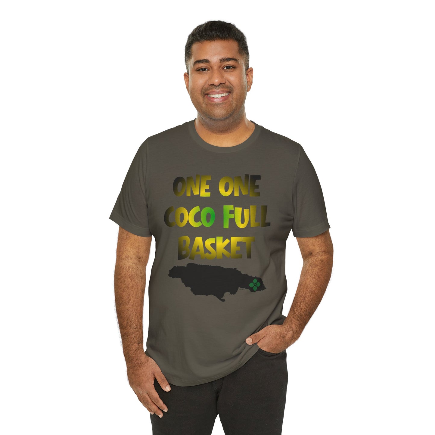 One One Coco Full Basket T-Shirt — Jamaica Map Reggae Island Tee