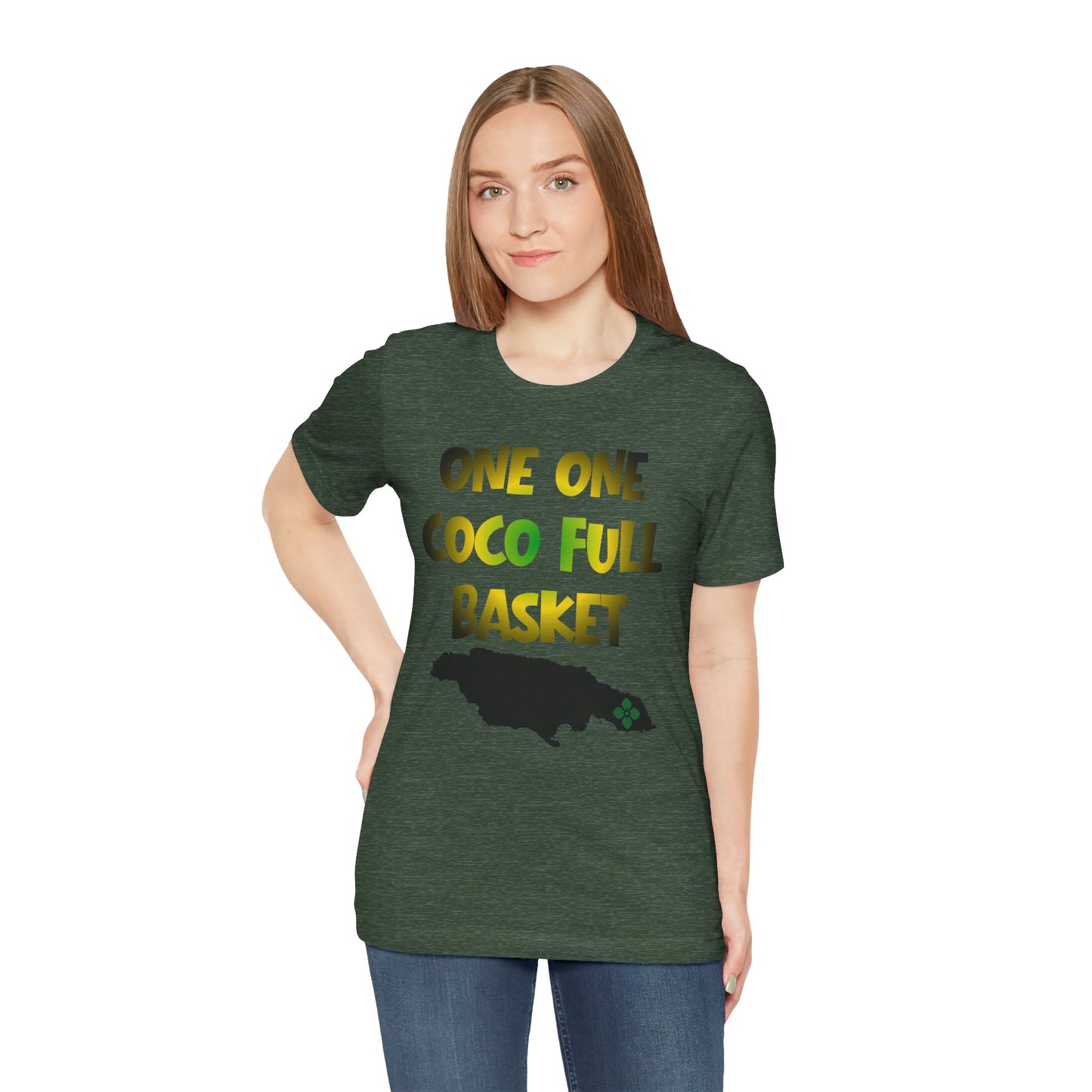 One One Coco Full Basket T-Shirt — Jamaica Map Reggae Island Tee