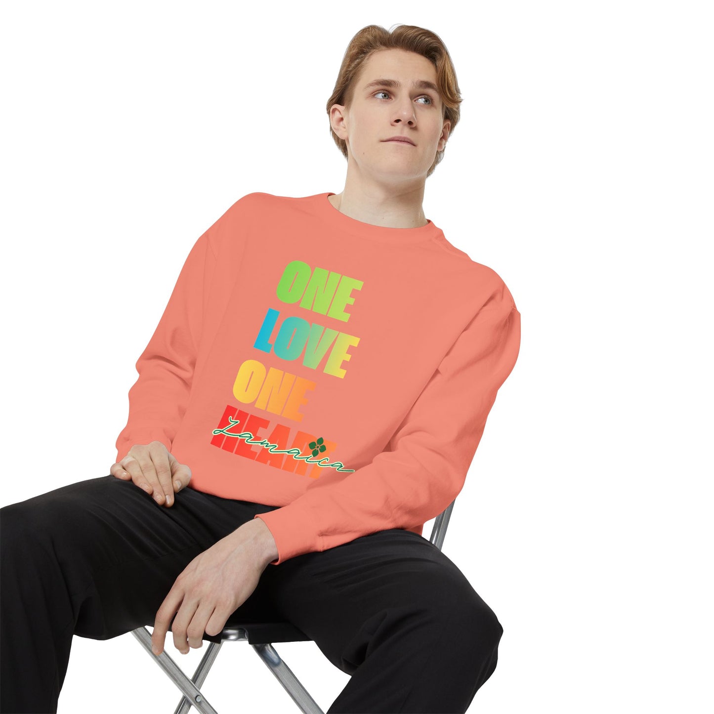 ONE LOVE ONE HEART JAMAICA Sweatshirt – Livitee Yardwear | Unisex Caribbean Pride Crewneck