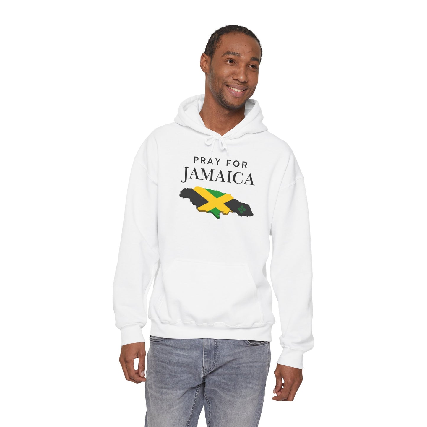Pray for Jamaica Hoodie - Jamaica Map with Flag Design