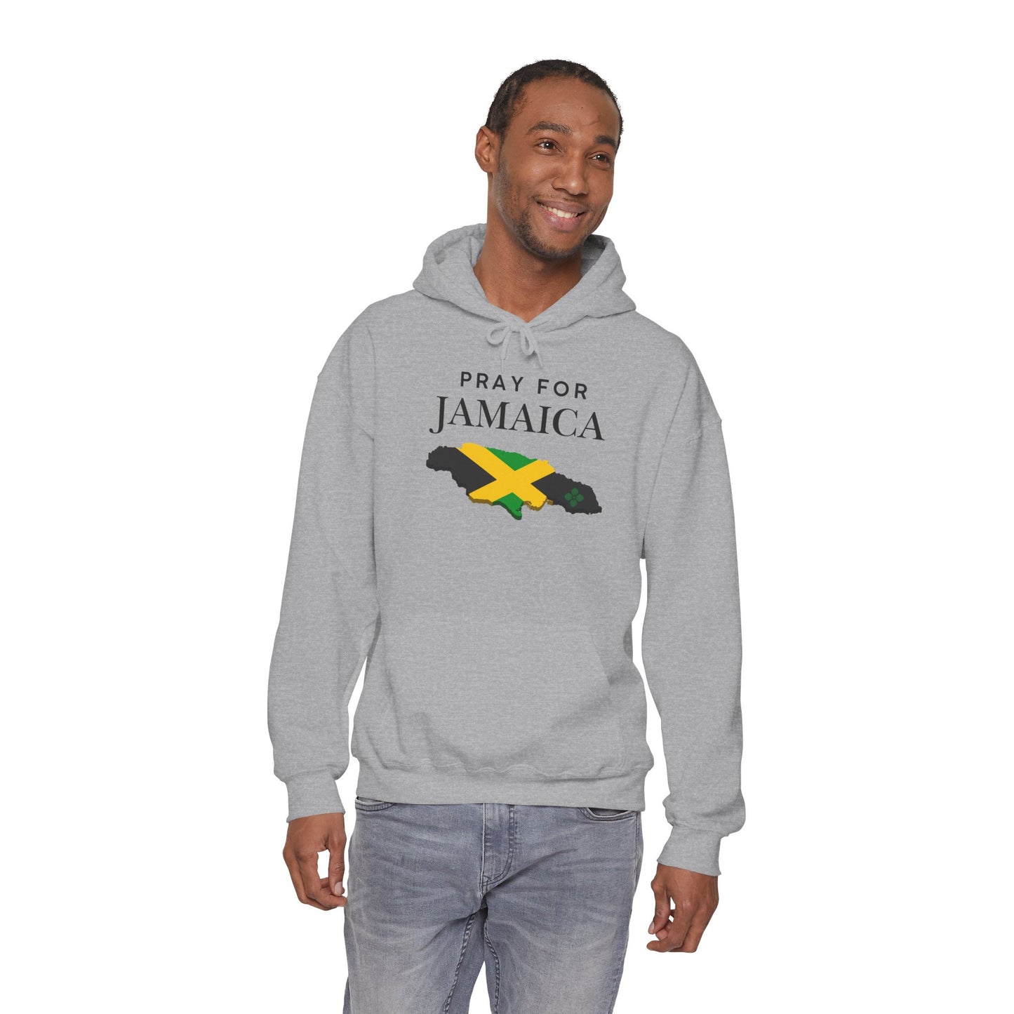 Pray for Jamaica Hoodie - Jamaica Map with Flag Design