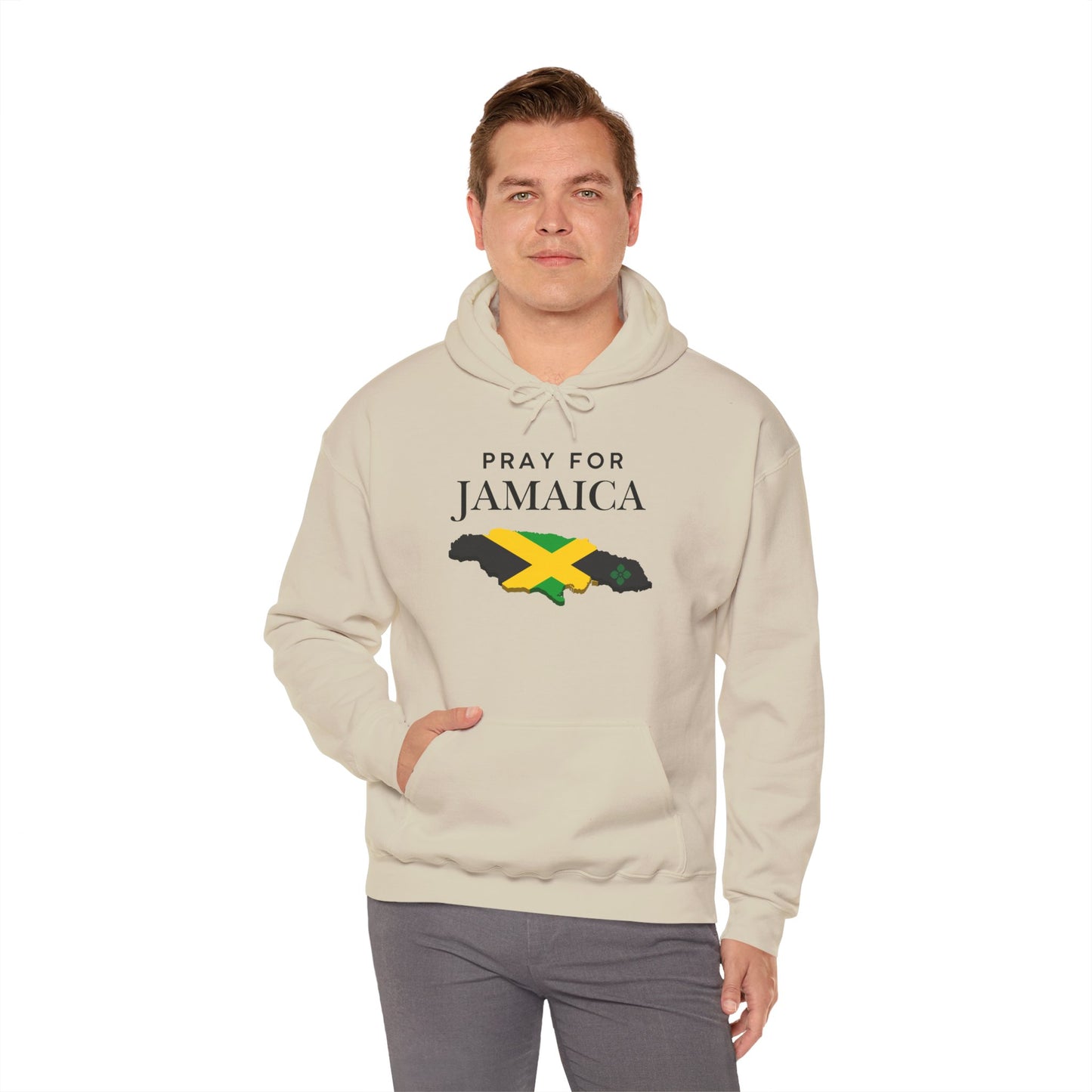 Pray for Jamaica Hoodie - Jamaica Map with Flag Design
