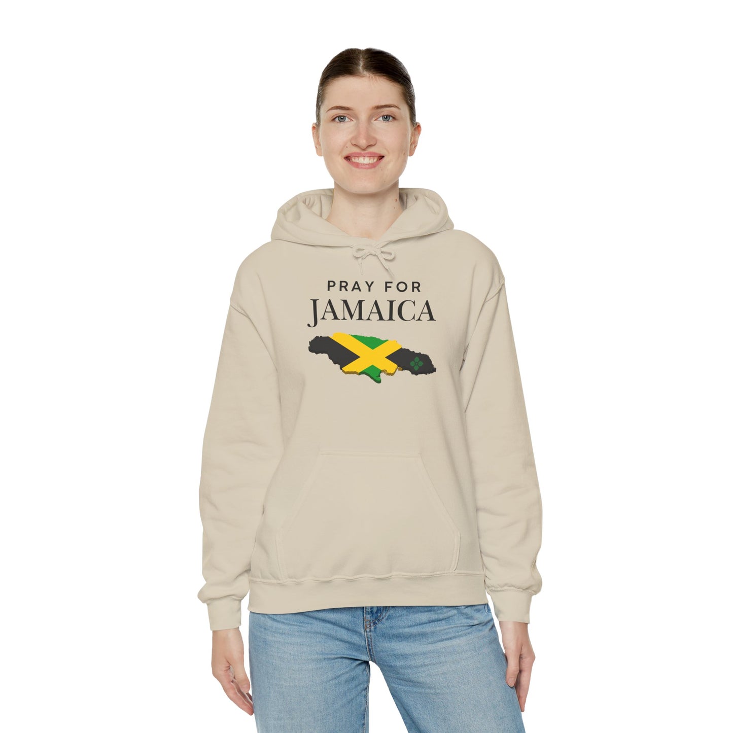 Pray for Jamaica Hoodie - Jamaica Map with Flag Design